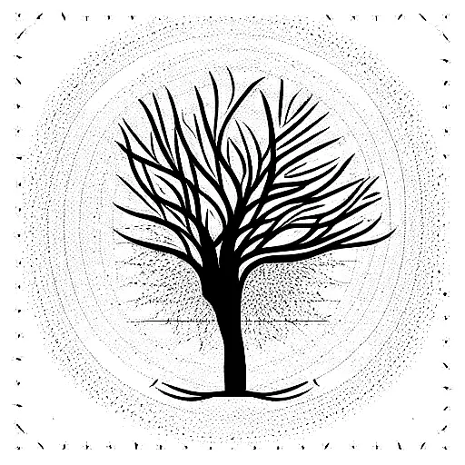 Tree With Bird And Sun