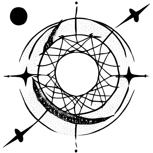 Dream Catcher With Crescent Moon And And Virgo Constellation