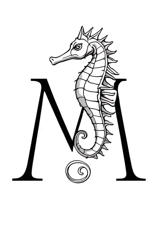 Sea Horse With The Letter M Letter