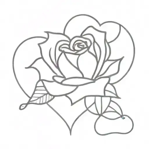 Heart With Rose And Violet Merged