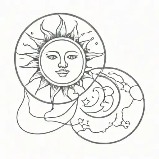 Fluid Sun And Moon Merging Together