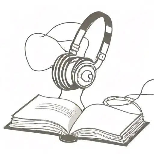 A Minimalist Tattoo Of A Book With Headphones As Bookmarks