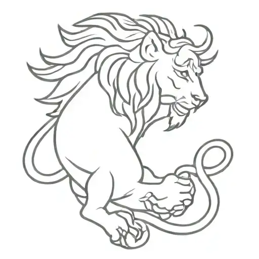 Fierce Lion Wrestling With A Serphant