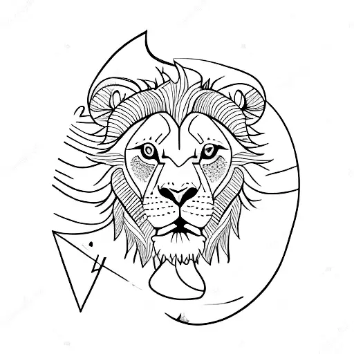 Extremely Small Baby Lion Sitting On Very Large Crescent Moon