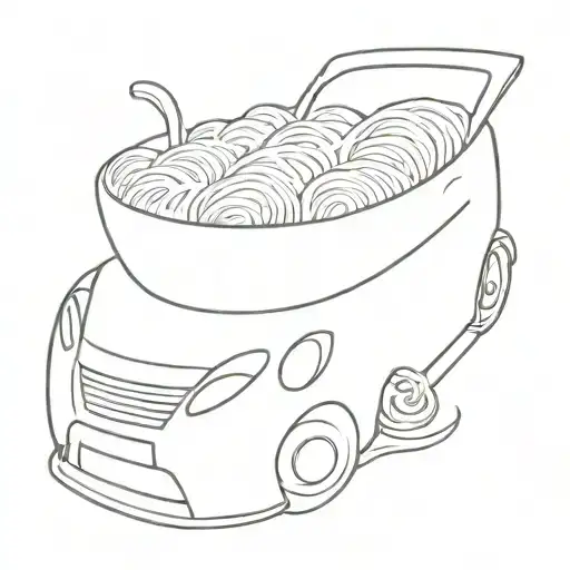Car With Bowl Of Noodles On Top