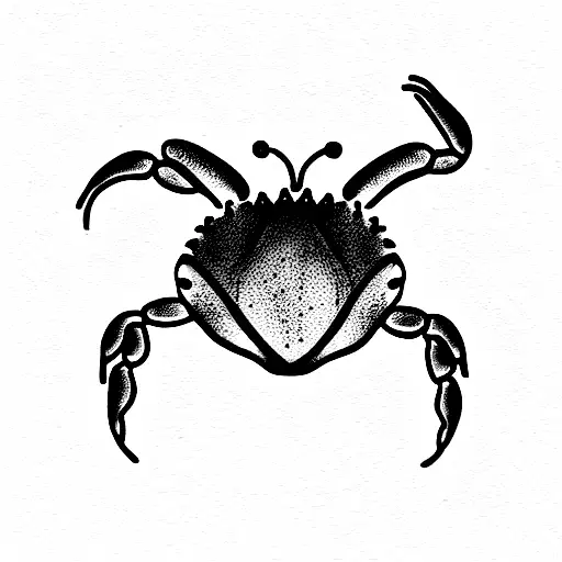 Simple Crab With A Water Lily Flower Pattern