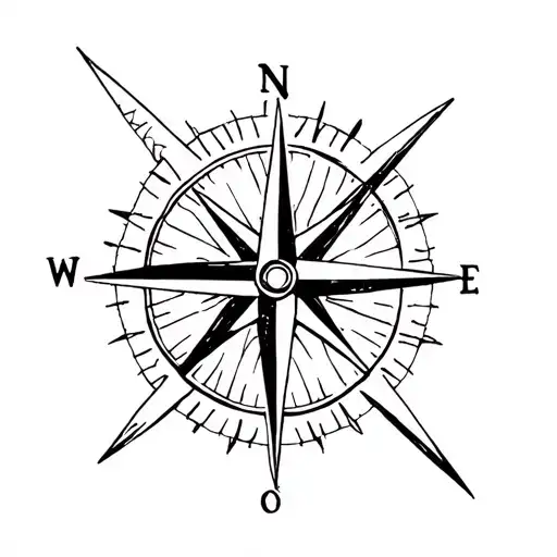 Simple Compass Cross With Arrow Pointing North