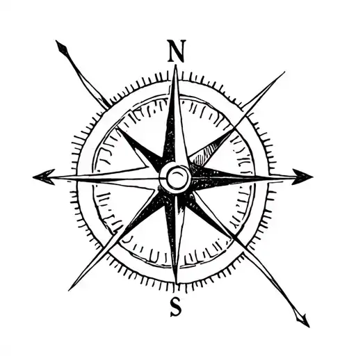 Simple Compass Cross With Arrow Across
