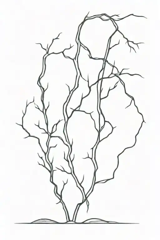 A Straght Line Of Vines Becoming Lightning Bolts