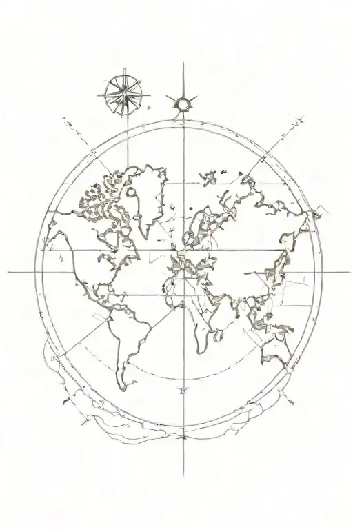 Compass On The World Map And Around Them