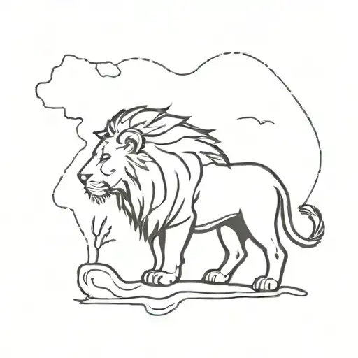 Lion And Africa Continent