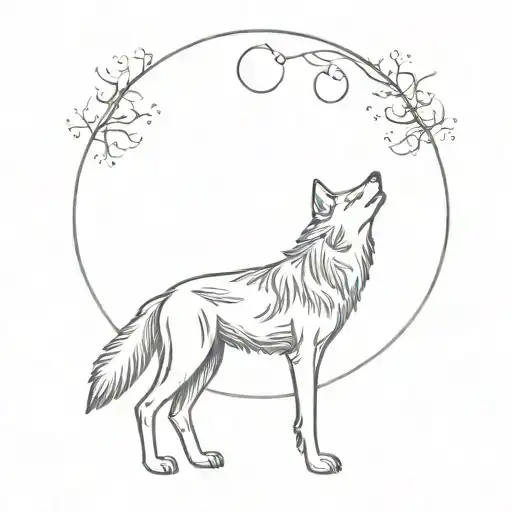 Wolf And Full Moon