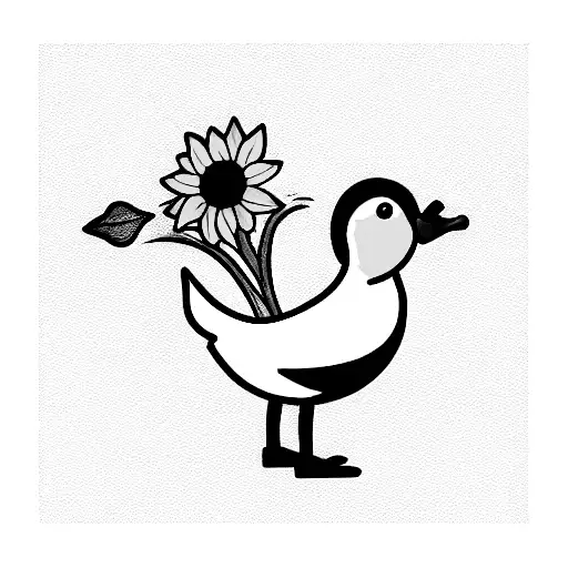 Duck With A Sunflower