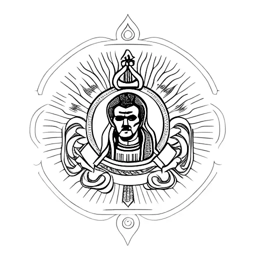 Combine The Malverde And Virgin Mary Symbols Into A Sacred Heart Design