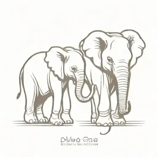 Elephant Baby And Adult Facing Each Other