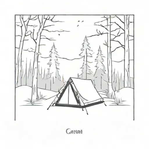 Camp Tent In Forest