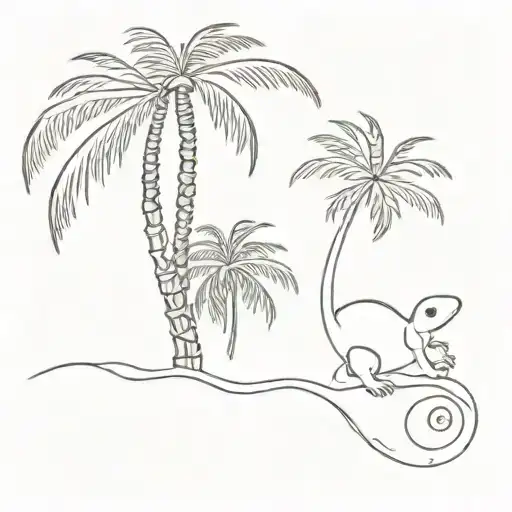 Palm Tree And A Gecko Minimal