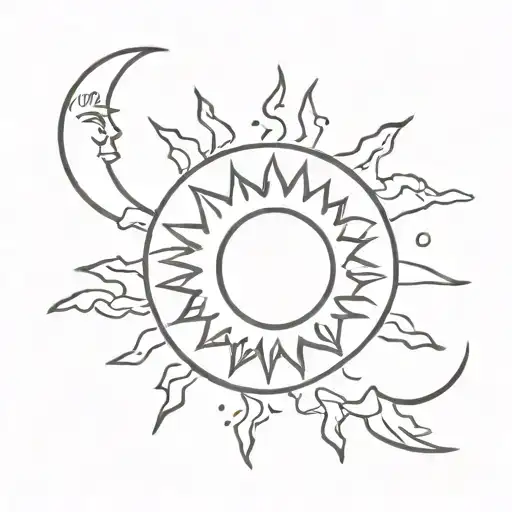 The Word Sunshine With A Sun Above And Moon