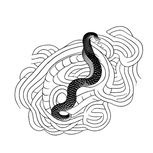 The Snake Is Curled Up And Surrounded By An Ornament