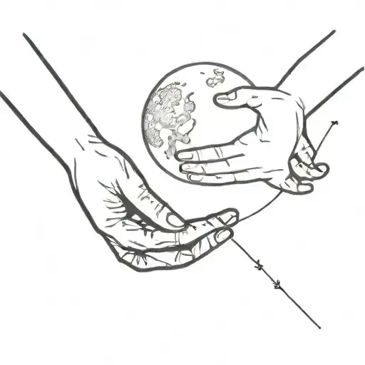 One Full Moon One Half Moon And Teo Hands Reaching Out To Eachother