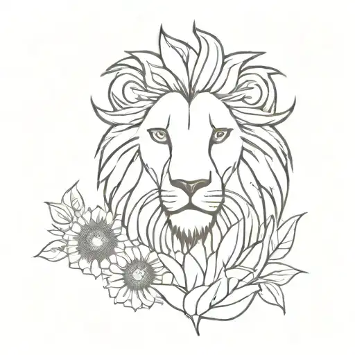 Lion And Sunflower
