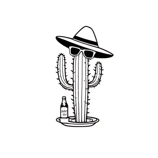 Cactus With Sunglasses And Sombrero With Beer Bottle And
