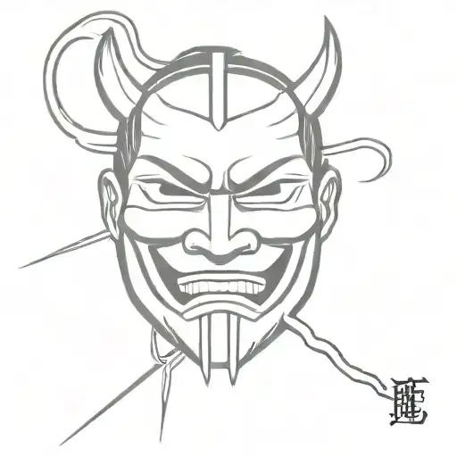 Samurai Mask With Sharp Teeth And Steam Coming Out From Mouth