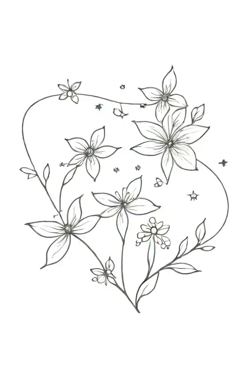 October Birth Flower And May Birth Flower With Fireflies And Stars