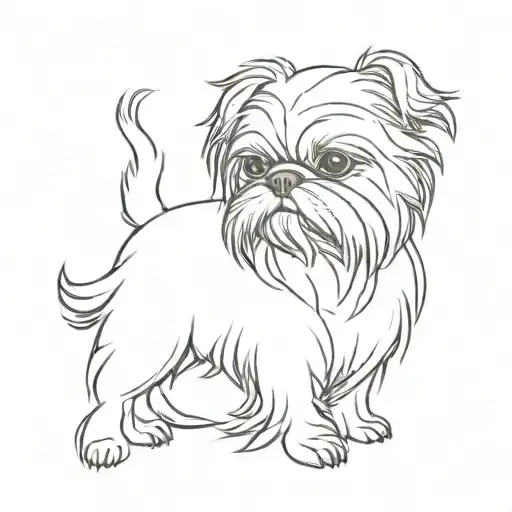 Brussels Griffon Dog Silouette With Long Beard Made