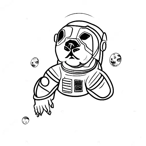Three Pitbulls In Astronaut Suits Tattoo
