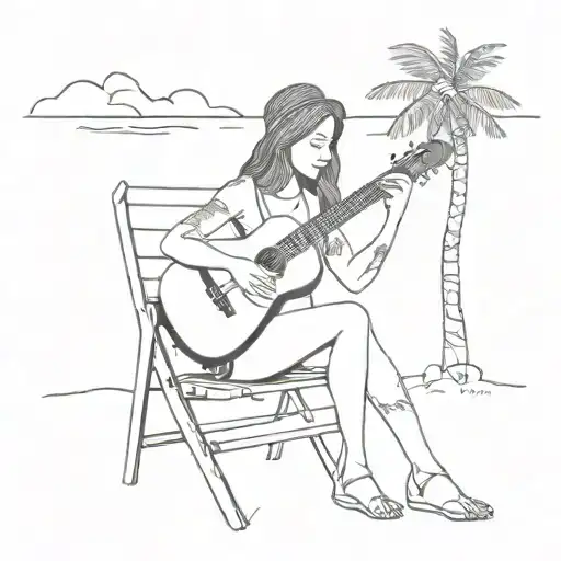 Girl Playing Ukulele At Bodrum Beach Chair