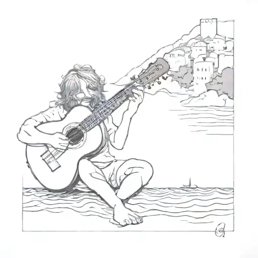 Playing Ukulele At Bodrum Beach And Watching Castle