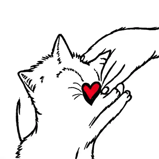 Kitten Touches A Black Heart From Cats