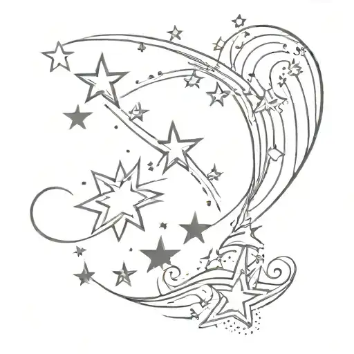 Shooting Star In Galaxy Filled With Stars