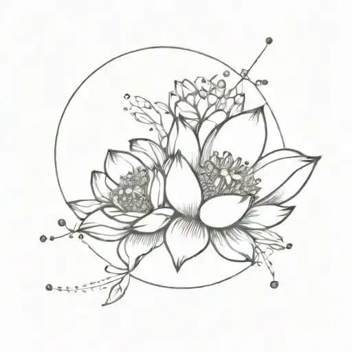 Leo Constellation With A Lotus Flower Bouquet