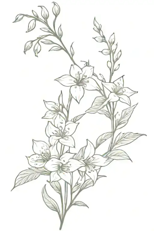 Larkspur And Lily Of The Valley Intertwined With Eachother