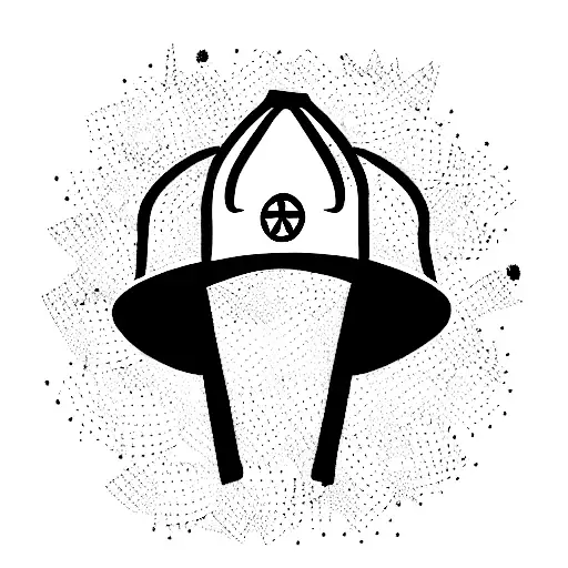 Christian Cross Covered In Daisies And Sunflowers With Firefighter Helmet Hanging On The Top