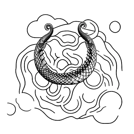 A Minimalist Tattoo Of A Snake Coiled Around A Planet