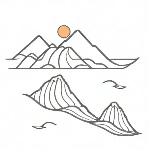 Wave And Mountain Sun