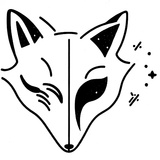 Diabolical Fox With 4 White Eyes And A Moon On Its Forehead
