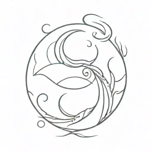 Abstract Moon Surrounded By Swirling Flames