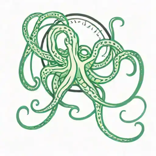 Cthulu Tentacles Coming Out Of A Black Hole With Color Green And Black