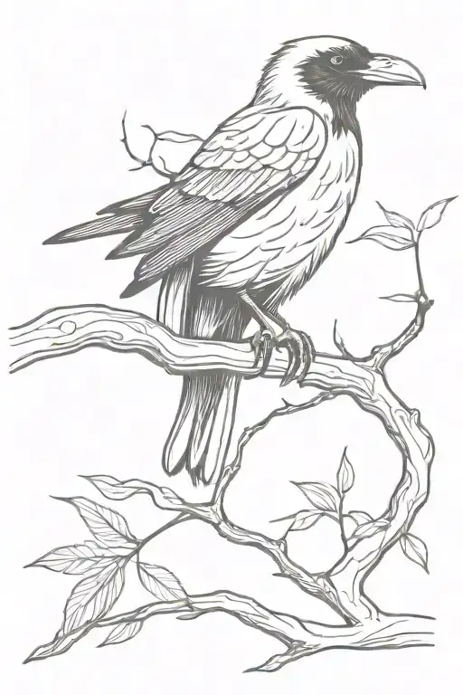 Raven On A Branch With A Snake Wrapped On The Branch
