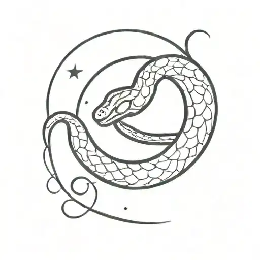 Snake Coiled Around The Moon
