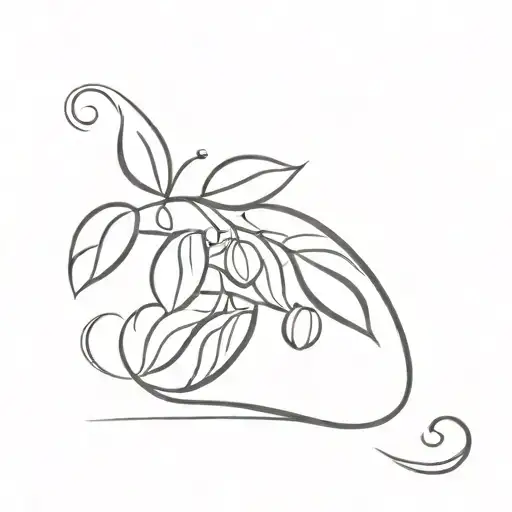 A Minimalist Coffee Bean Plant Growing Out Of A Heart Symbolizing Love For Coffee And Family