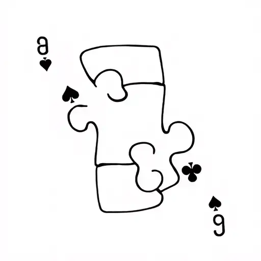 Puzzle Piece And Poker Card Surrounded