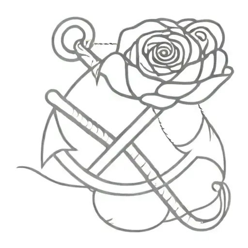A Minimalist Anchor Intertwined With A Rose