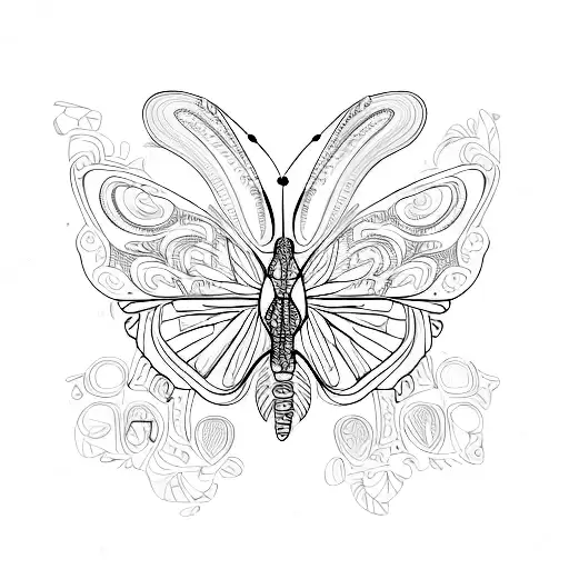 Butterfly In Line Art Light