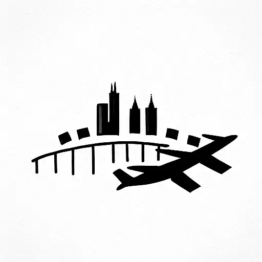 Airplane With City In Background