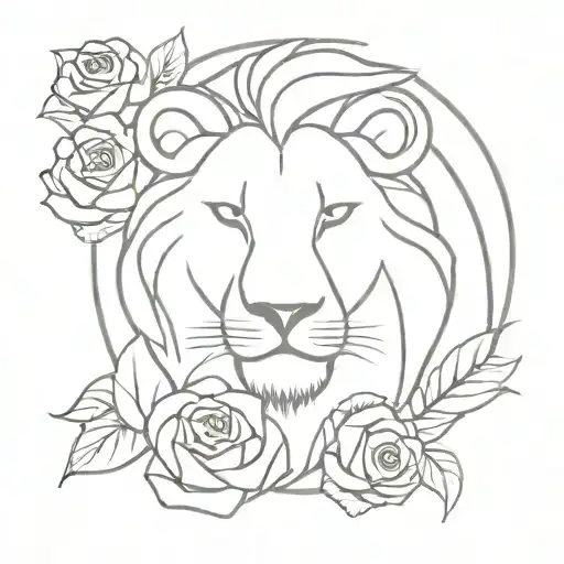 Lion With Roses